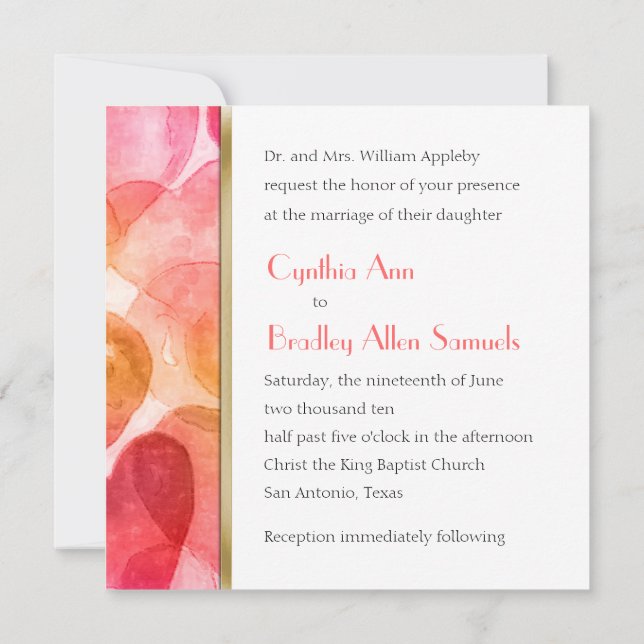 Invitation Square Watercolor Hearts (Back)