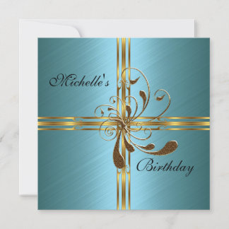 Invitation Teal & Gold Abstract