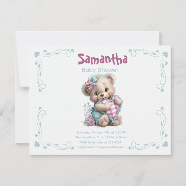 Invitation Teddy Bear Baby Shower (Front)