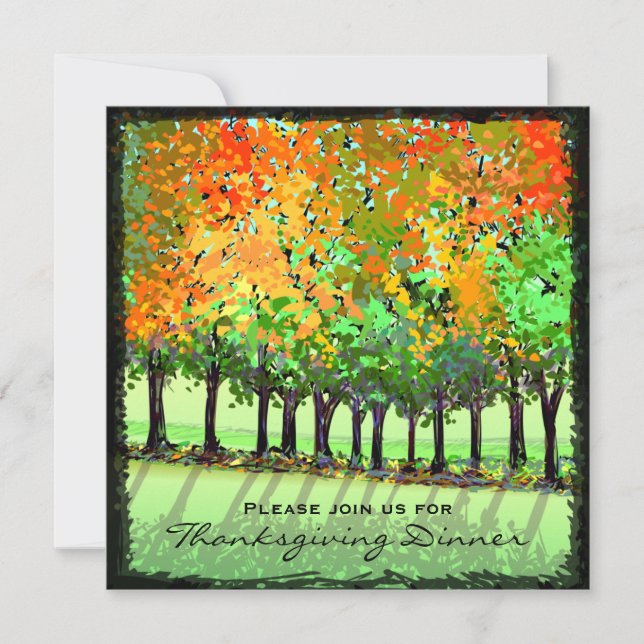 Invitation - Thanksgiving Dinner - Fall Trees (Front)