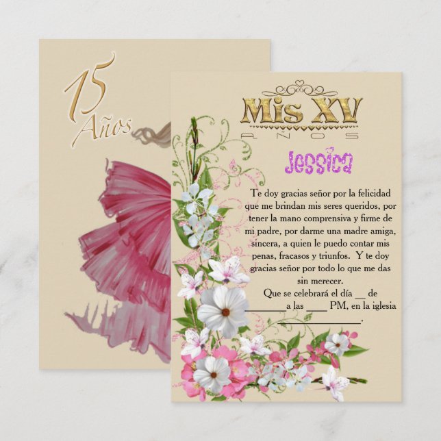 Invitation to 15th birthday party (Front/Back)