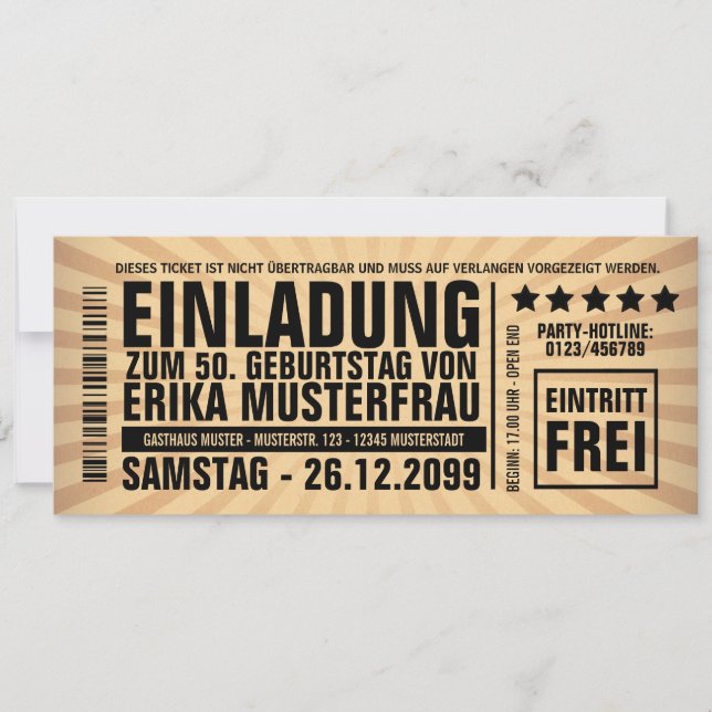 Invitation to 50th birthday (customizable) (Front)