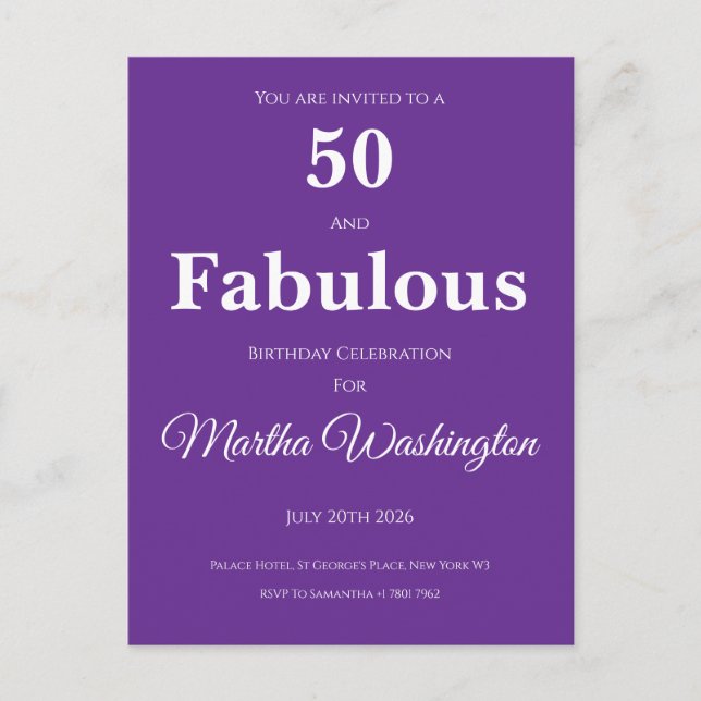 Invitation to a 50th Birthday Party Postcard (Front)