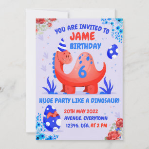 Invitation to a child's dinosaur birthday party