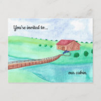 Invitation to our cabin, Cabin by stream Postcards