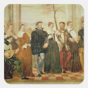 Invitation to the Dance, 1570 Square Sticker