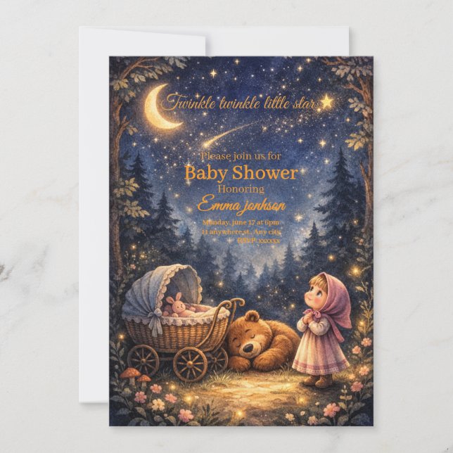 Invitation Twinkle Twinkle Little Star Baby Shower (Front)