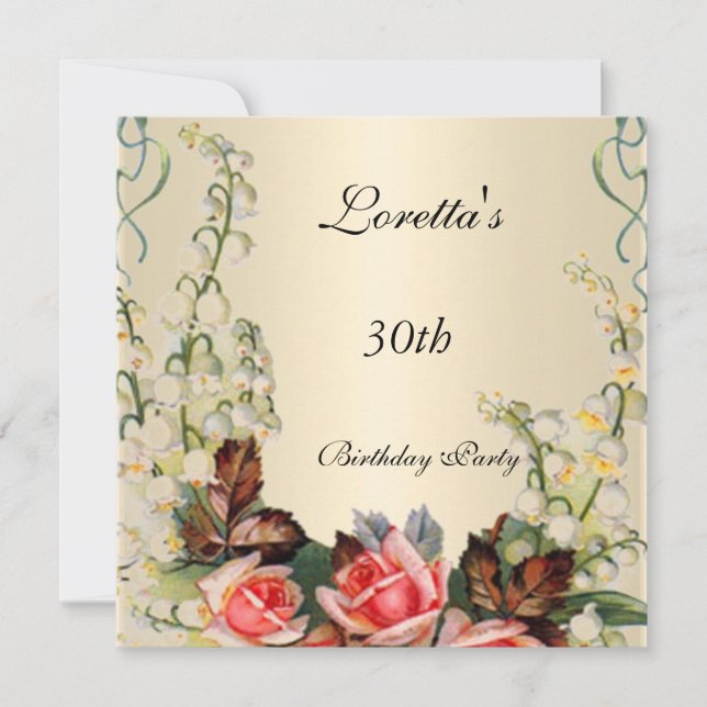 Invitation Victorian Pretty Floral Roses (Front)