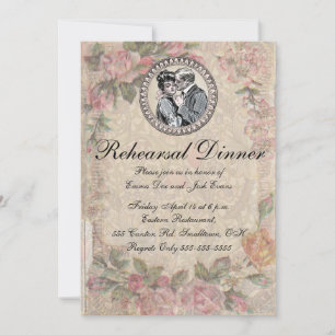 Invitation Vintage Rehearsal dinner Floral Antique