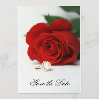 Invitation wedding card, Red Rose, Save the Date