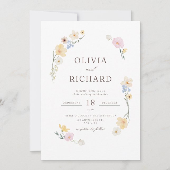 Invitation Wedding Floral Elegant  (Front)
