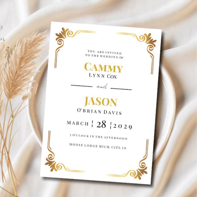Invitation Wedding Gold Scroll Corner Frame  (Creator Uploaded)