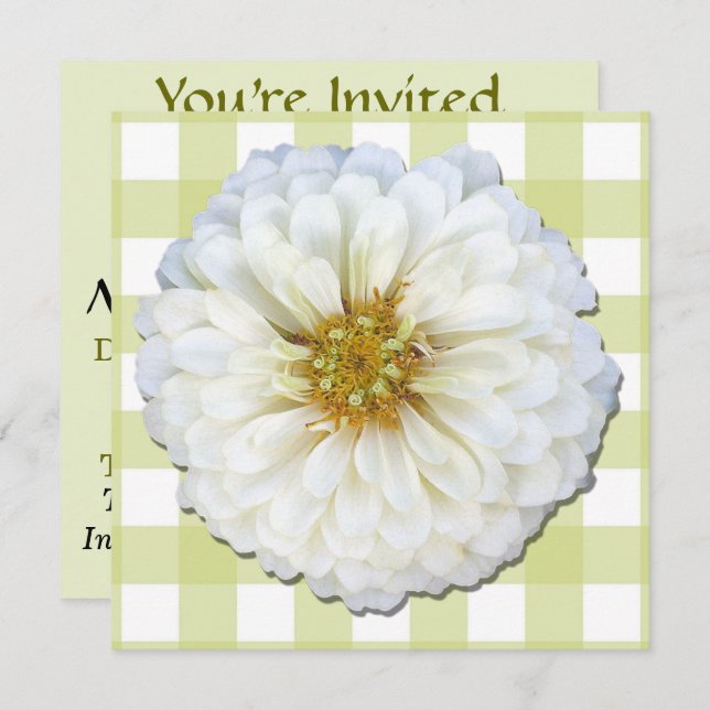 Invitation - White Zinnia (Front/Back)