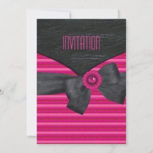 Invitation Wild Pink Black White retro