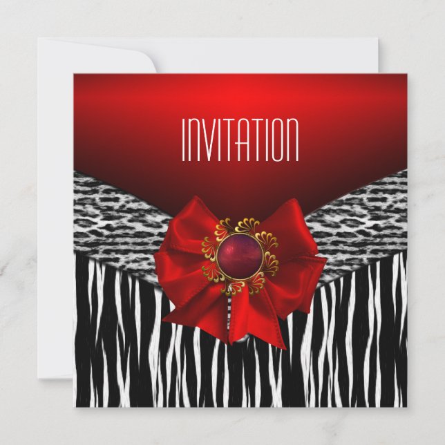 Invitation Wild Red Black White (Front)