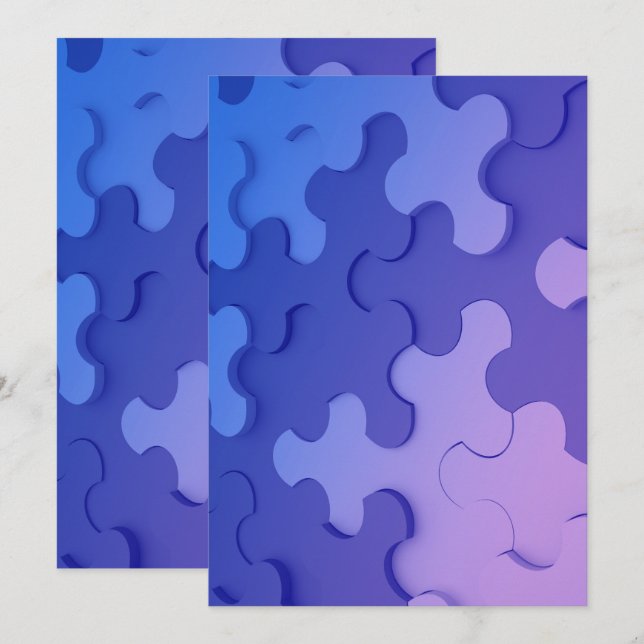 Invitation with 3D effect puzzle  (Front/Back)