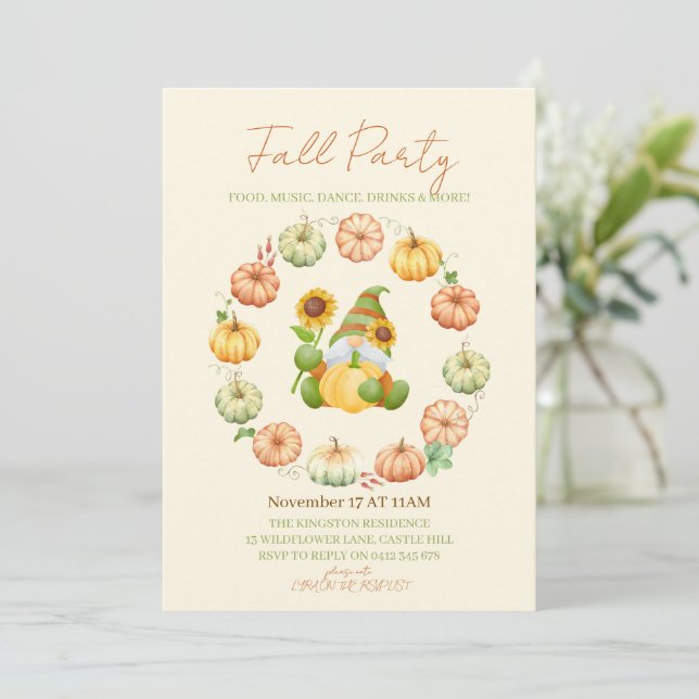 InvitationAutumn Vibes Fall party invitate Invitation (Standing Front)
