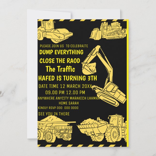 InvitationConstruction Birthday Invitation, Constr Invitation (Front)