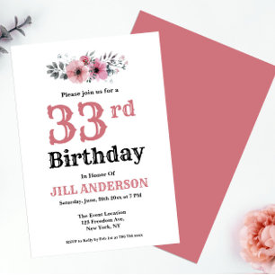 Invitations 33rd Birthday