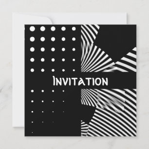 Invitations Black & White Style Spots Stripe