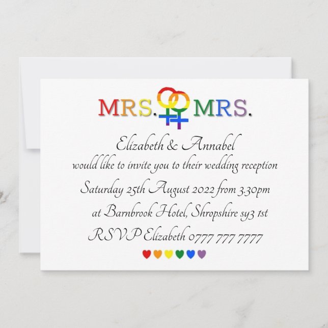  Invitations - Mrs & Mrs Wedding Invite (Front)