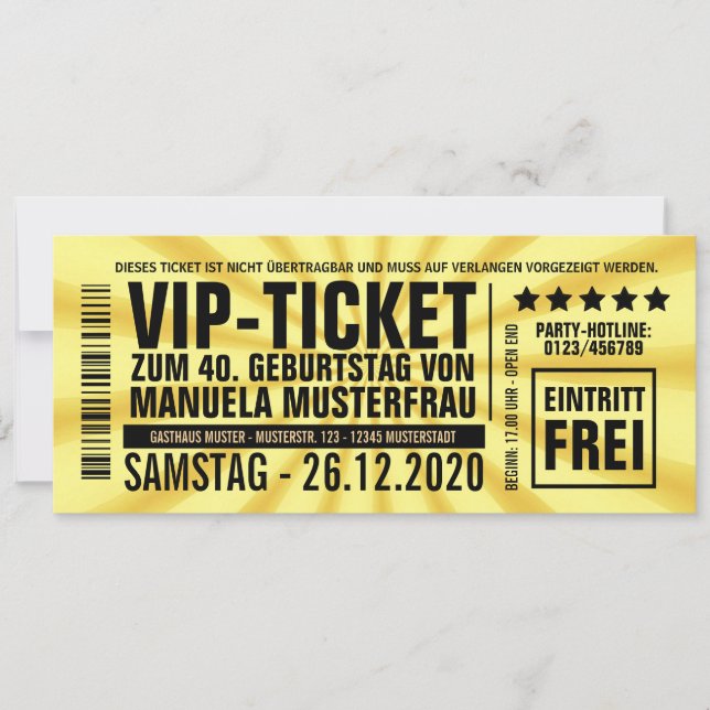 Invitations to the 40th birthday (“VIP”) (Front)