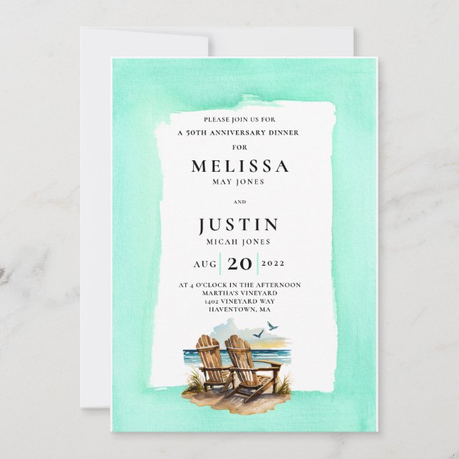 InvitationSimplistic wedding anniversary beach cha Invitation (Front)