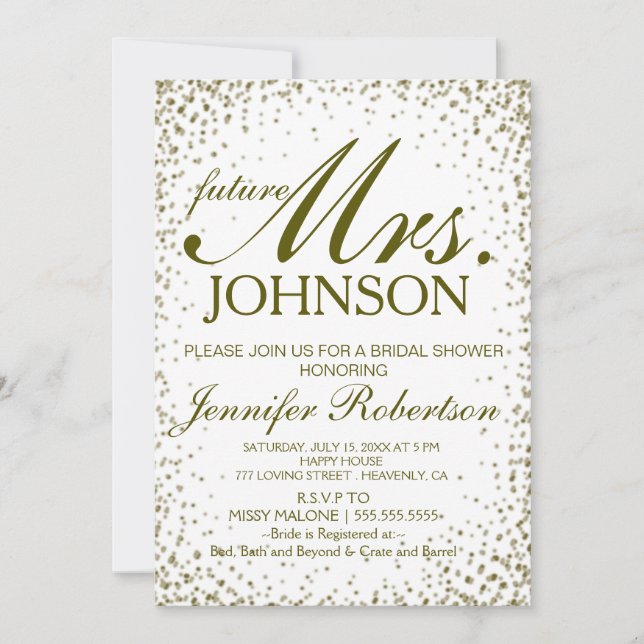 Invite | Bridal Shower Gold Confetti (Front)