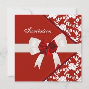 Invite Elegant Classy Red White Floral