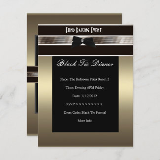 Invite Fundraiser Formal Black Tie Bronze Pewter
