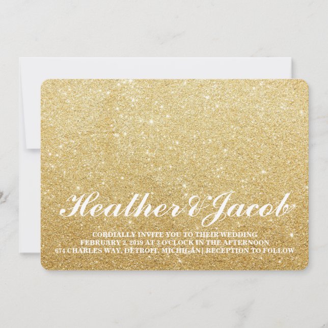 Invite - Golden Glit Fab Wedding (Front)