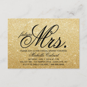 Invite - Golden Glitter Bridal Shower future Mrs.