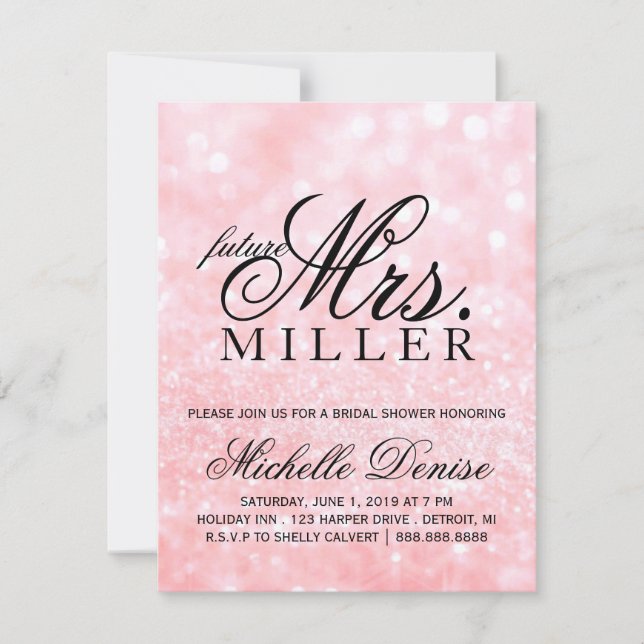 Invite - Lit Pink Glit Fab future Mrs. Bridal (Front)