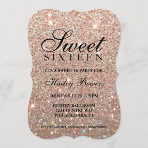 Invite - Rose Gold Glit Fab Sweet Sixteen