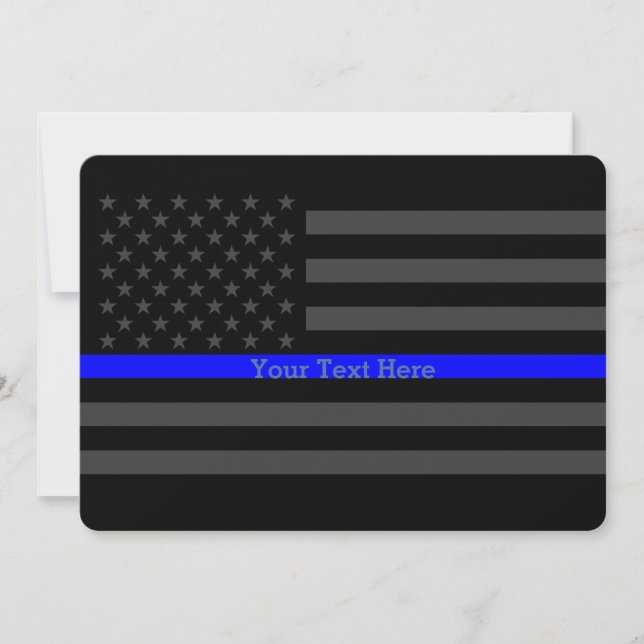 Invite Thin Blue Line Personalised Black US Flag (Front)