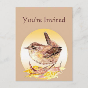 Invite Watercolor House Wren Bird Birthday Party