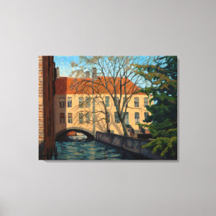 Inviting Bruges Canel Impressionistic Art Canvas Print