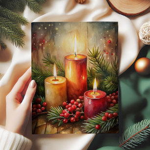 Inviting Christmas candle tissue paper holly berry