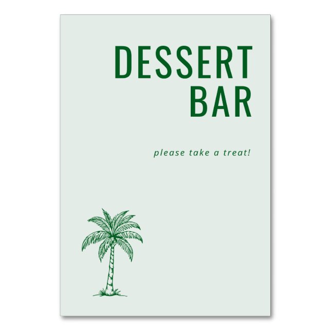 Inviting Green Minimalist Dessert Bar Sign Table Number (Front)