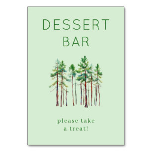 Inviting Green Watercolor Pine Trees Table Number