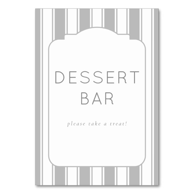 Inviting Grey Striped Dessert Board Table Number (Front)