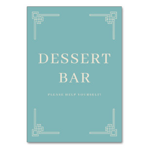Inviting Teal Minimalist Dessert Bar Sign Table Number