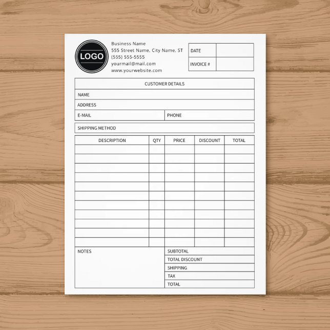 Invoice Business Sales Form Receipt, Add Logo Flyer (Creator Uploaded)