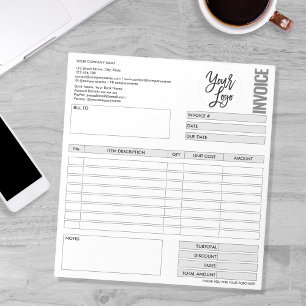 Invoice Form Business Quotation Add Logo Notepad