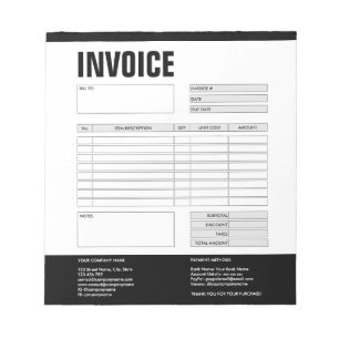 Invoice Form Business Quotation Add Logo Notepad