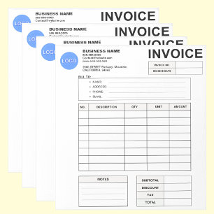 Invoice Order Form & Custom Small Business Logo Notepad