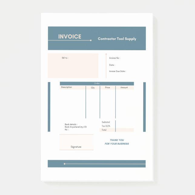 invoice post-it notes (Front)
