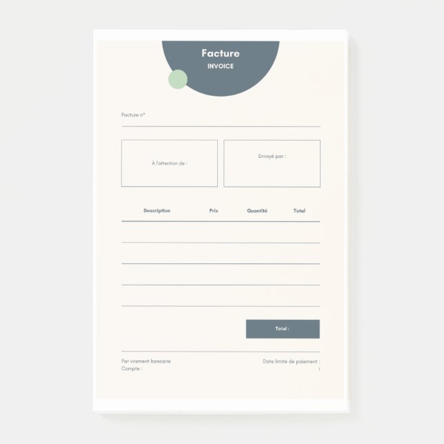 INVOICE POST-IT NOTES (Front)
