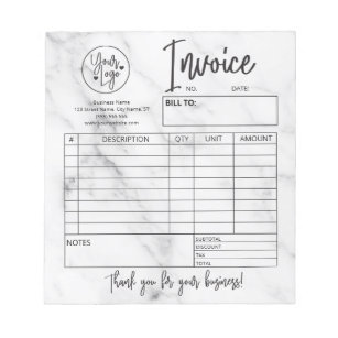 Invoice Sales Form Receipt Business Logo Marble Notepad