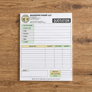 Invoice / Sales Order Receipt   Business Quotation Notepad